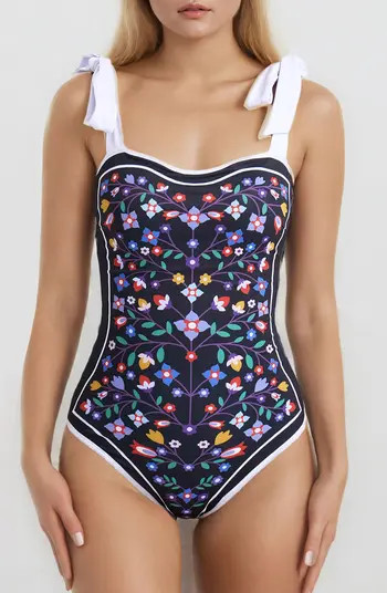 Jessie Zhao New York Jungle Puzzle Reversible One-Piece Swimsuit | Nordstrom | Nordstrom