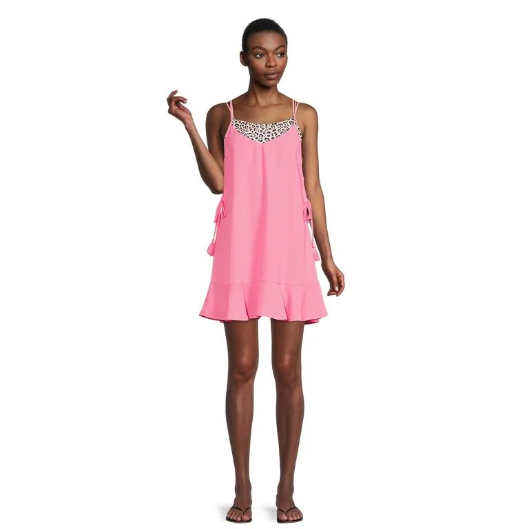 No Boundaries Juniors Lace Up Side Cover Up Dress | Walmart (US)