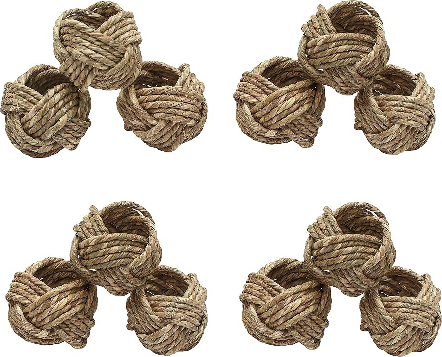 Seagrass Napkin Rings Set of 12, Napkin Ring Holder for Thanksgiving, Christmas, Party Decoration... | Amazon (US)