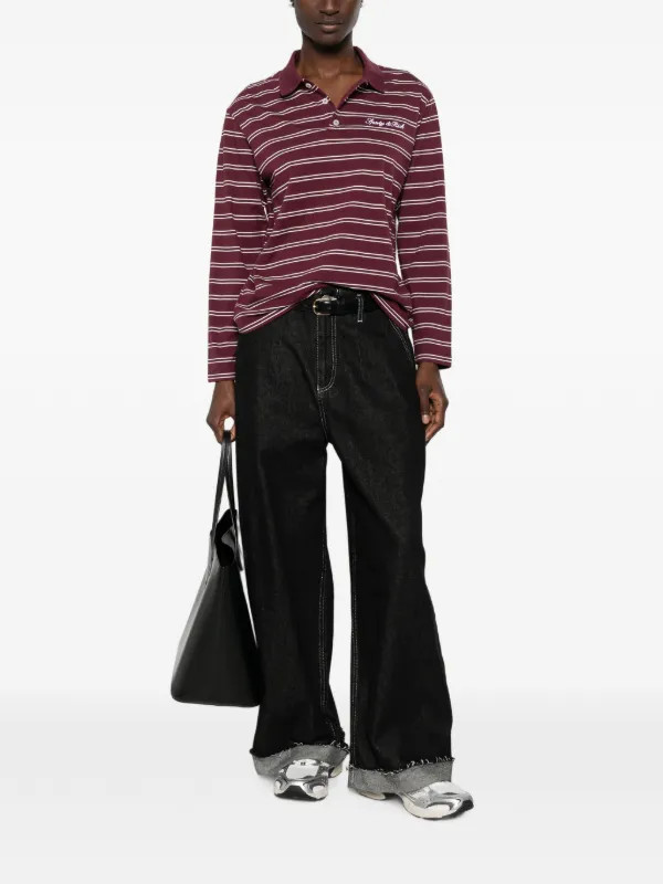 Signature logo striped long-sleeve polo shirt | Farfetch Global