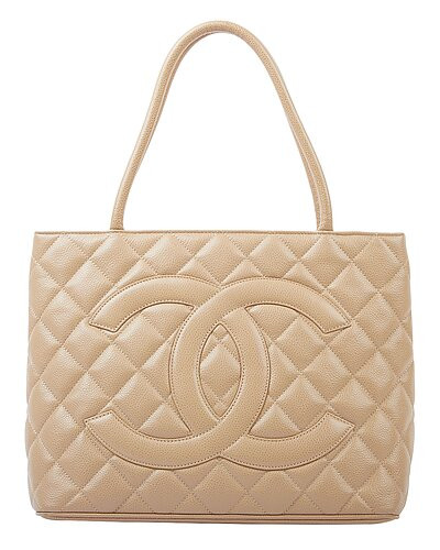 Beige Caviar Leather Medallion Tote GHW Tote (Authentic Pre-Loved) | Gilt & Gilt City