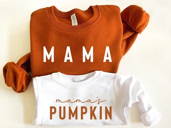 Mama and Mamas Pumpkin Fall Sweatshirts, Mommy and Me Sweaters, Mom Baby Outfit, Matching Outfits... | Etsy (US)