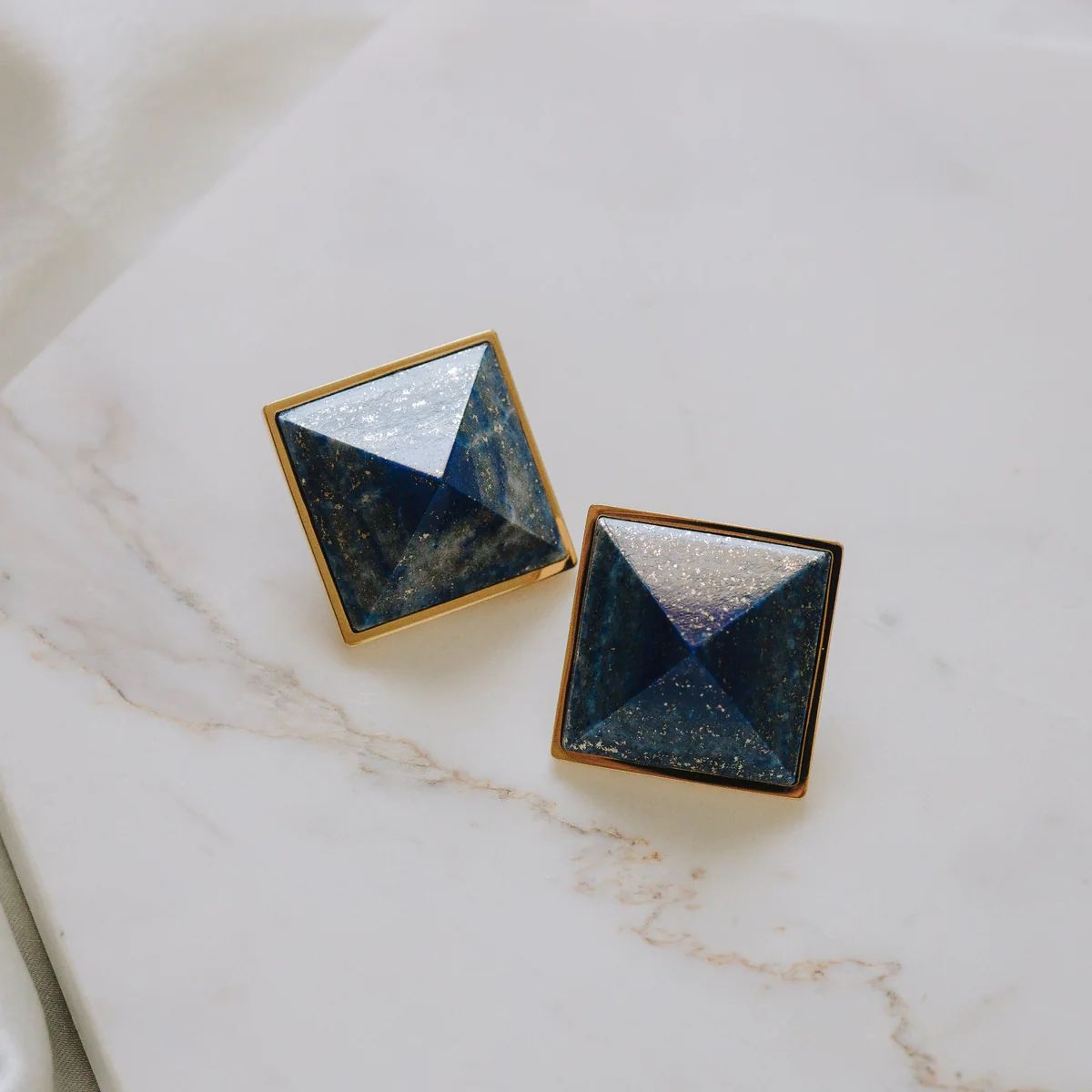 Pyramid Studs - Lapis Grande | Erin Fader Jewelry Design