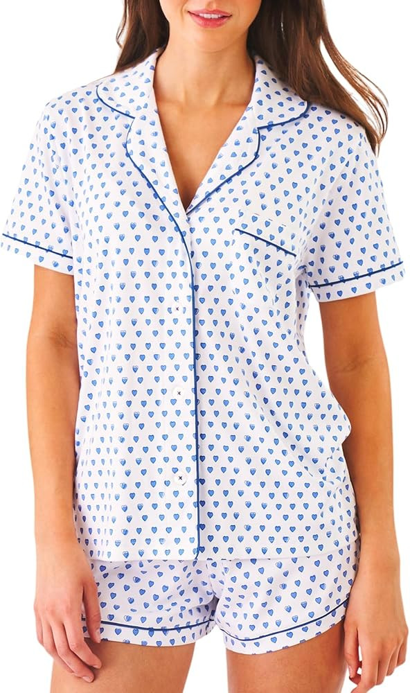 Womens Pajamas Set, 2PCS Button Down Vacation Monkey Beach Shorts Set Y2k Loungewear Pjs for Birt... | Amazon (US)