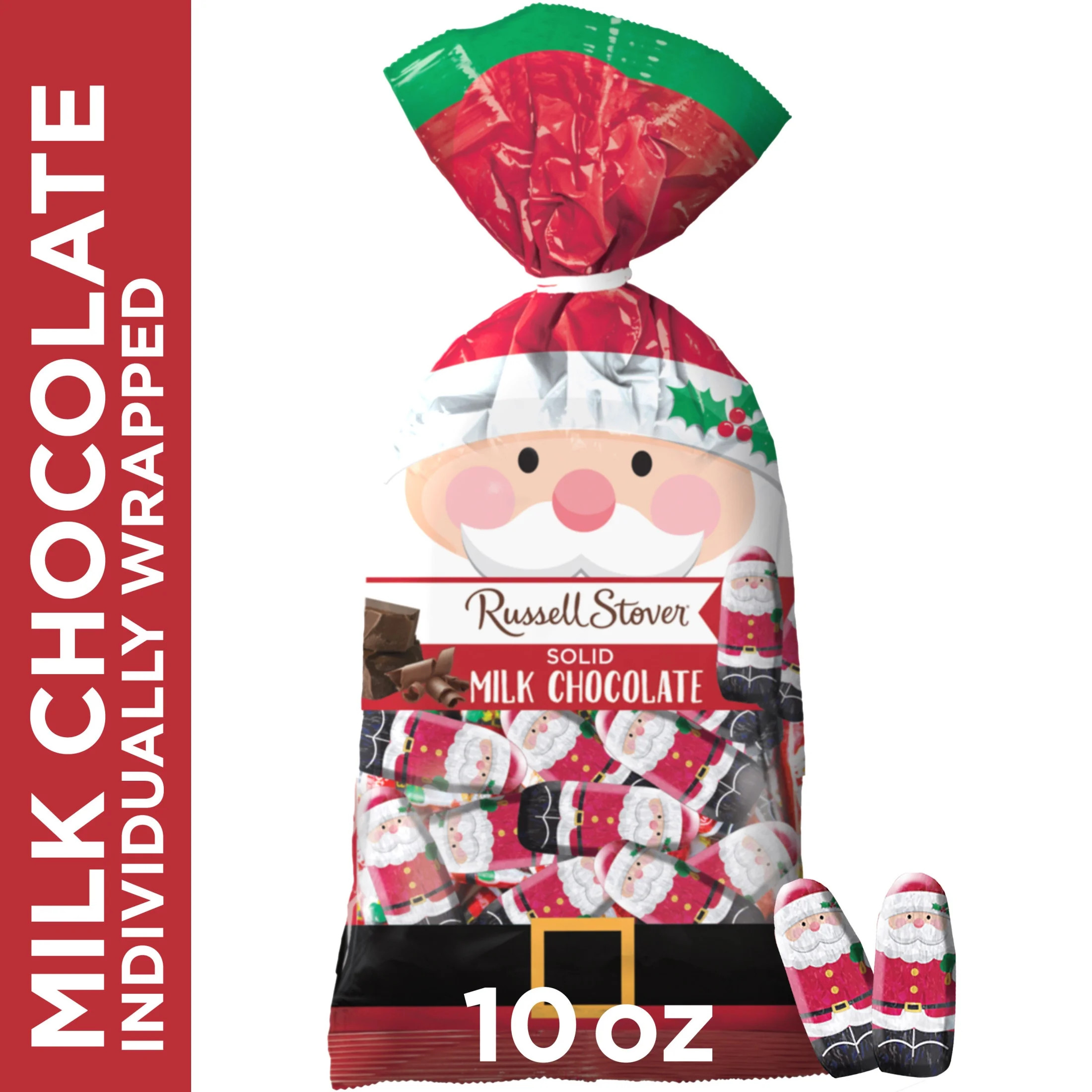 RUSSELL STOVER Christmas Foil-Wrapped Santa's in Solid Milk Chocolate Gift Bag, 10 oz. (≈ 40 Pi... | Walmart (US)