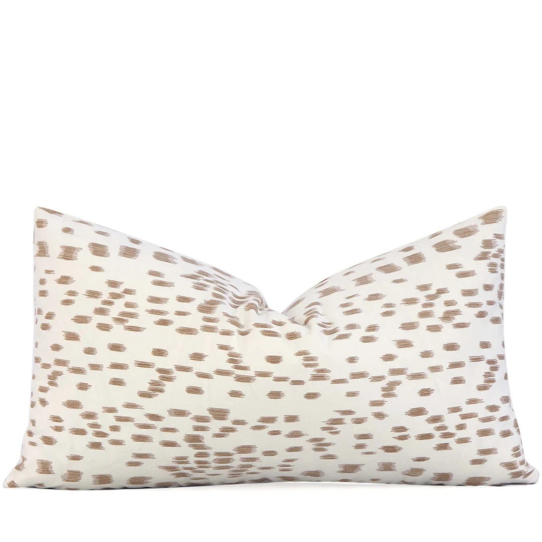 SALE Tan Brown and Cream Brunschwig and Fils Throw Pillow Cover, Lumbar 12x20" 14x20" 12x18", Leo... | Etsy (US)