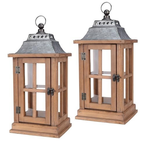 Bdor Lantern Decorative (Set of 2) - 15in IP65 Waterproof Vintage Style Candle Lantern, Decorative Lanterns for Home Decor, Indoor Outdoor, Front Porch, Garden, Farmhouse Weddings Style (No Candles) | Amazon (US)