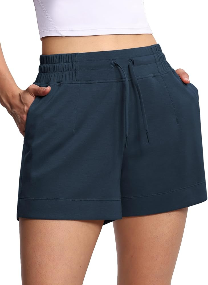 THE GYM PEOPLE Women's Drawstring Sweat Shorts High Waisted Summer Workout Lounge Shorts with Poc... | Amazon (US)