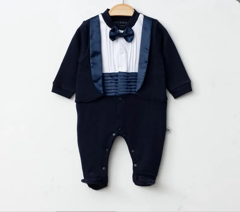 Baby Boy Tuxedo Romper | Formal Bow Tie Outfit, Photoshoot Suit - Etsy | Etsy (Global)