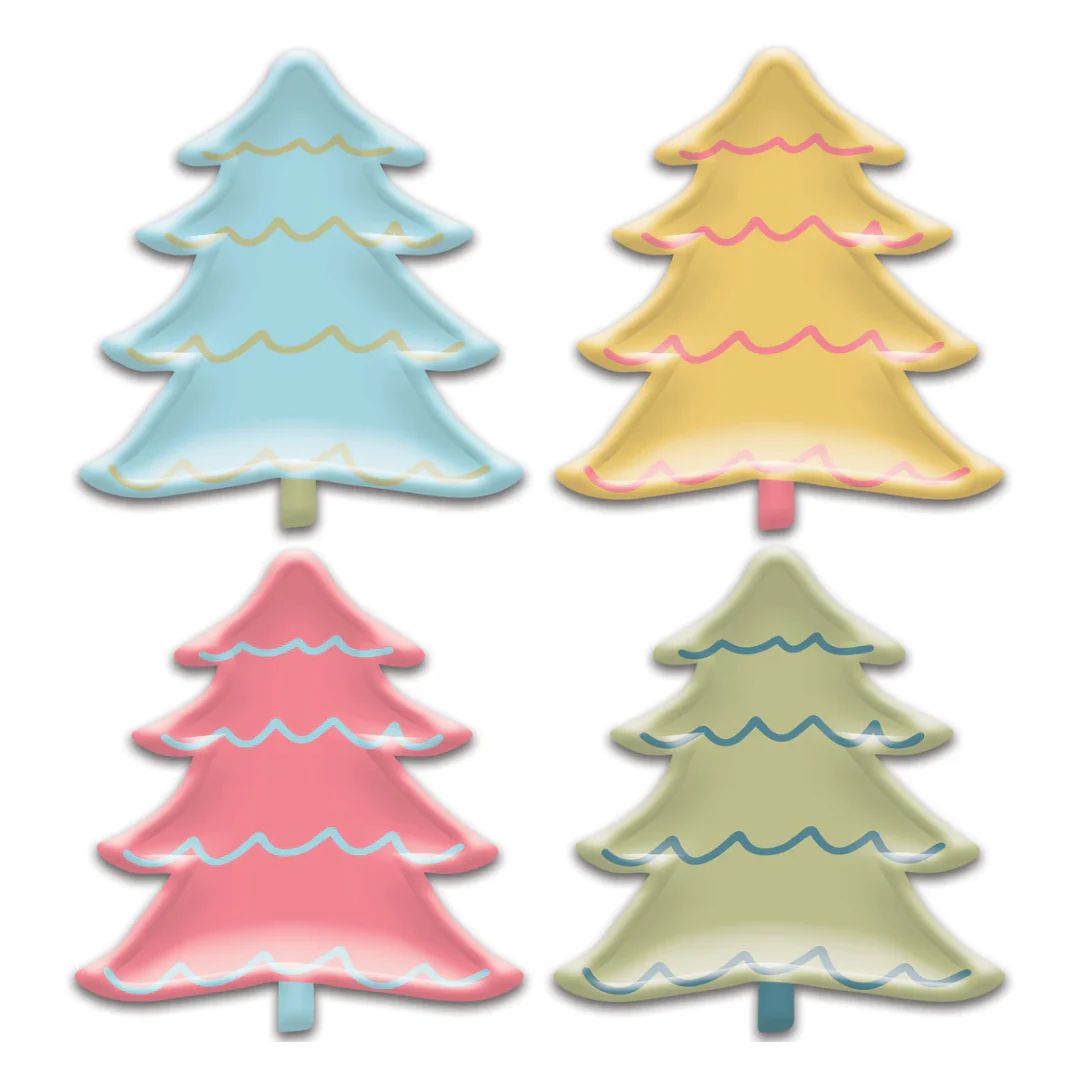 Bright Holiday Tree Shaped Paper Plate Set | Ellie and Piper