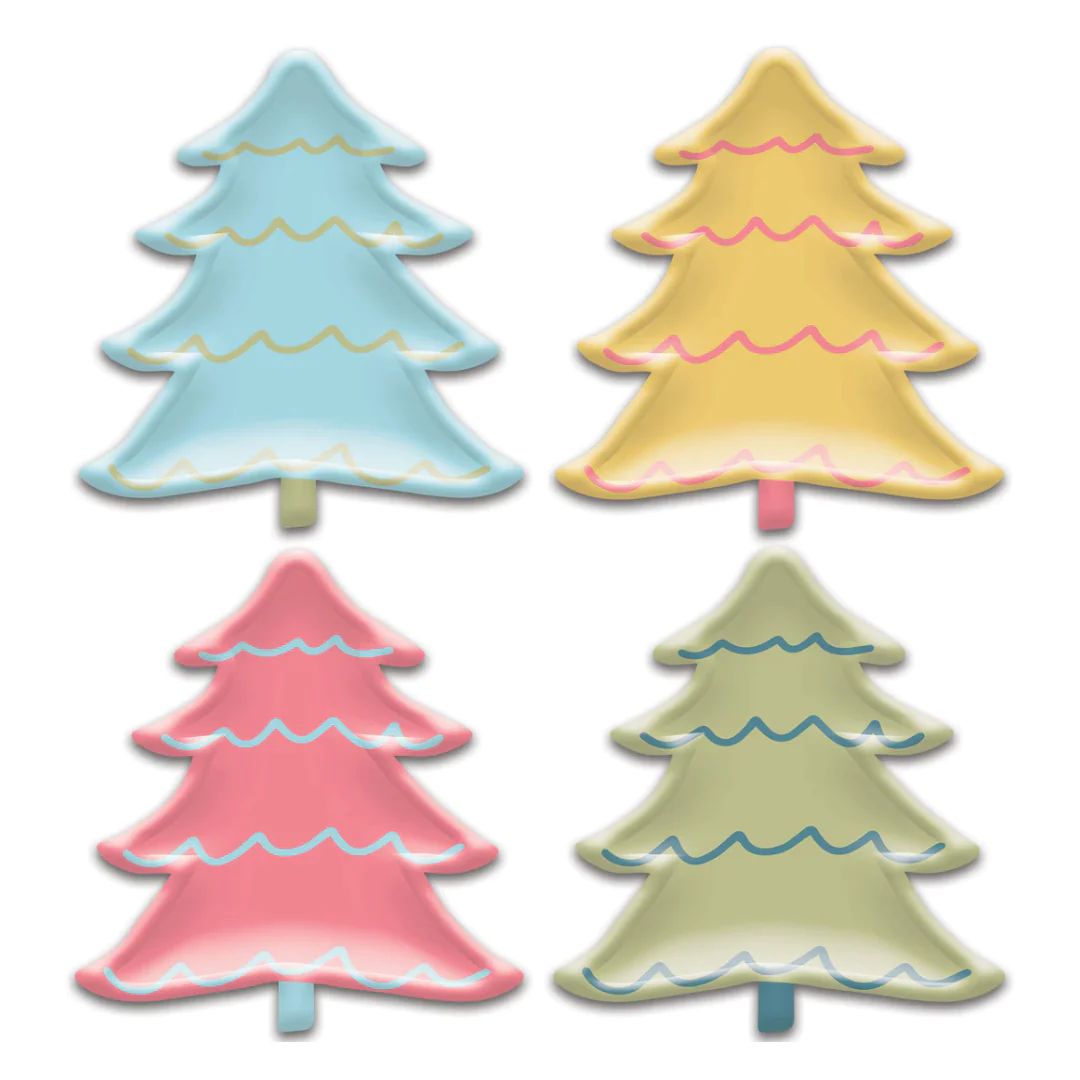 Bright Holiday Tree Shaped Paper Plate Set | Ellie and Piper