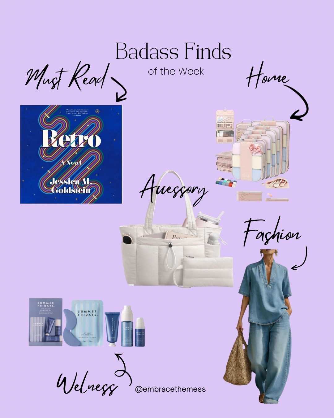 ✈️ This week’s Badass Finds = travel made easier. A page-turning summer read, packing cubes, the perfect travel tote, an effortless denim set, and the Summer Fridays Jet Lag set for glowing on the go. Everything I’m loving for summer adventures. 💙

Take advantage of Prime day and get some of these items at a discounted price

#LTKdayinmylife #LTKselfcare #LTKSaleAlert