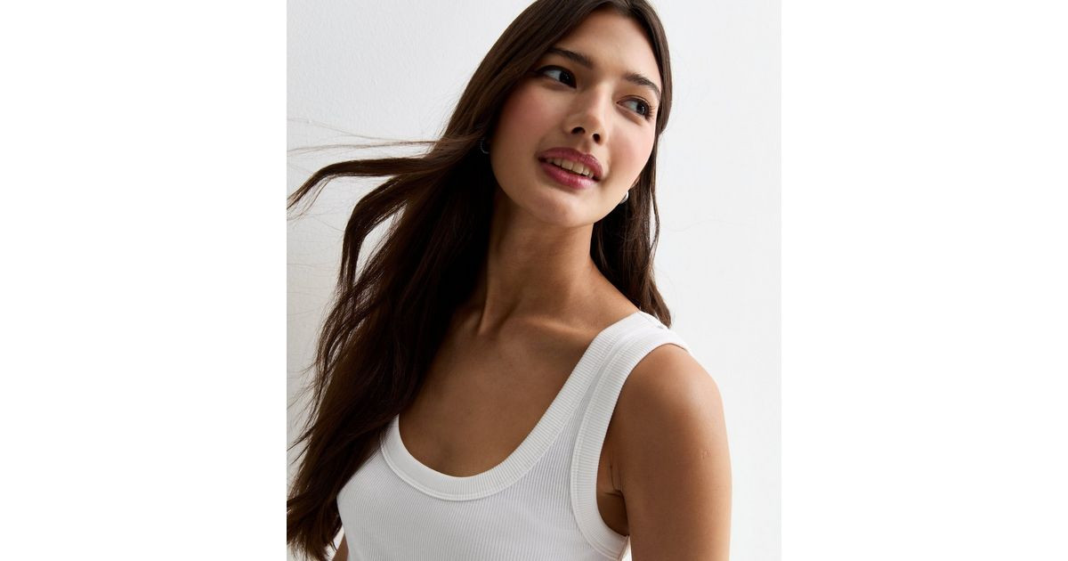 White Ribbed Scoop Neck Vest | New Look | New Look (UK)