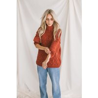 Orange Sweater, Soft Cable Knit Jumper, Tabasco Alpaca Pullover, Chunky Wool Balloon Sleeve Pullover | Etsy (US)