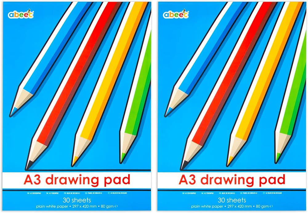 abeec A3 Paper Pad x 2 - Drawing Pad - A3 Notepad - Sketch Book - Scrapbooking & Stamping Supplie... | Amazon (UK)