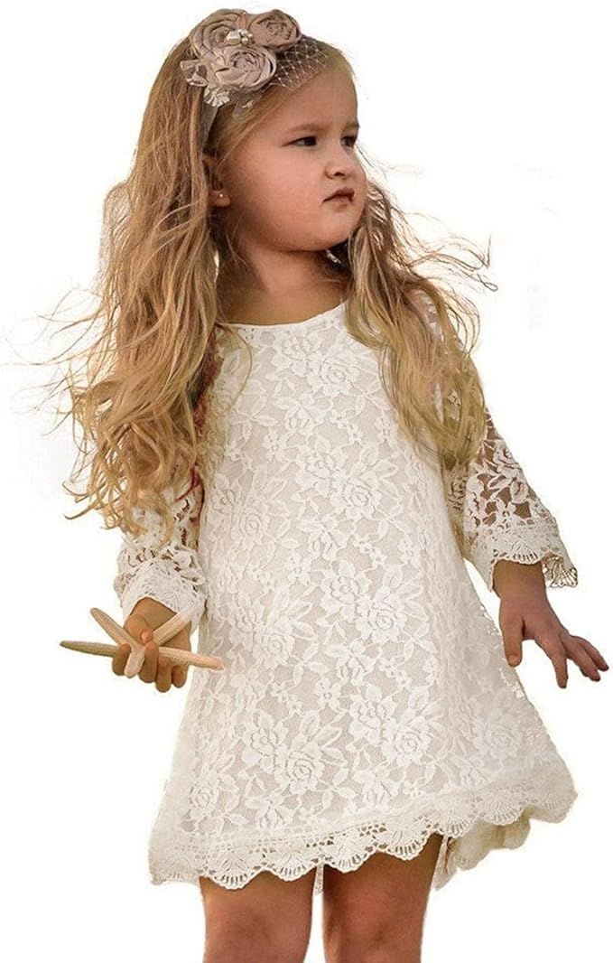 Cutiego Flower Girl Dress Toddler Dresses Vintage Rustic Dress Baby Girl Baptism Dress | Amazon (US)