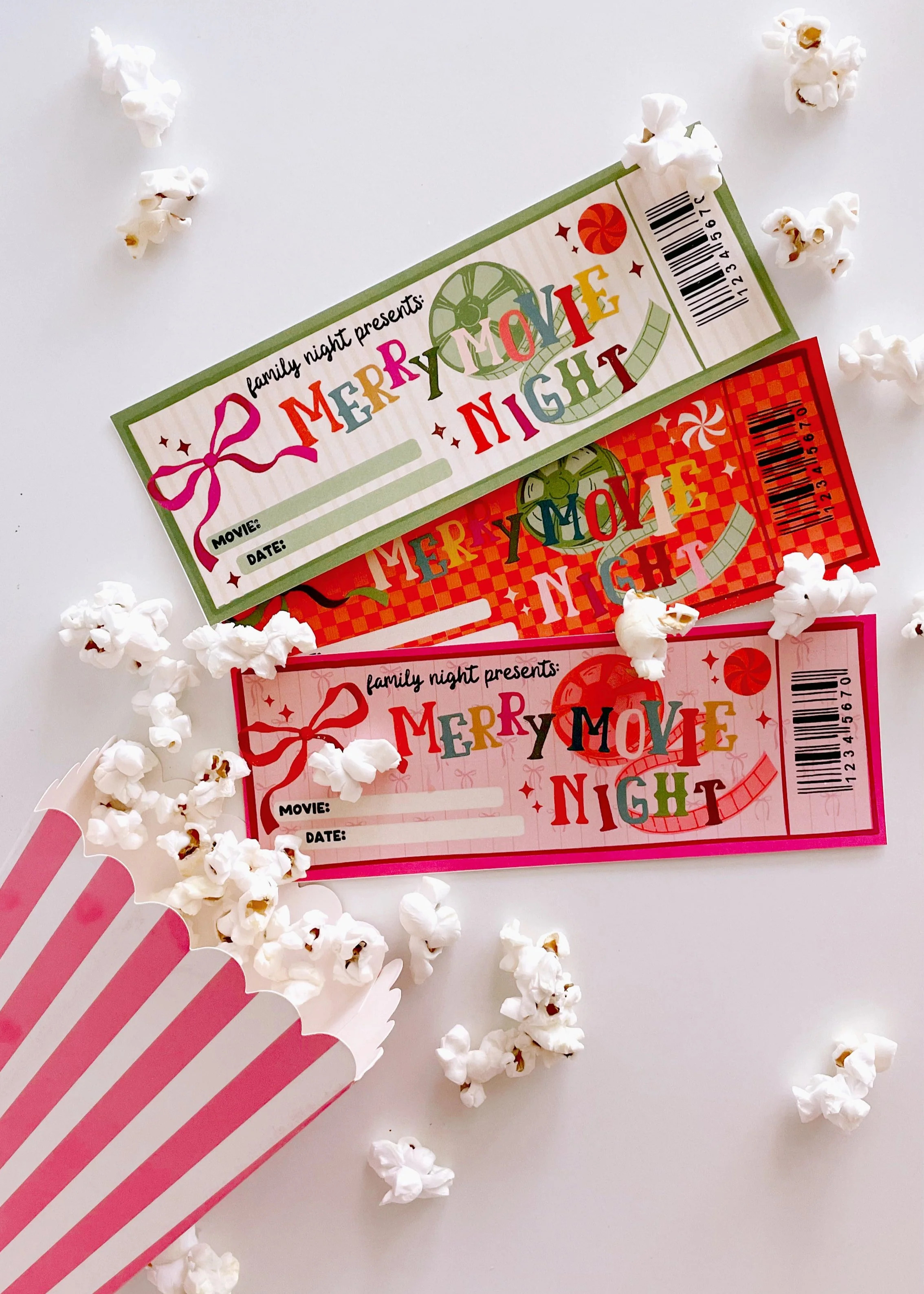 Christmas Movie Night Tickets| Printable play | The Letter Vee