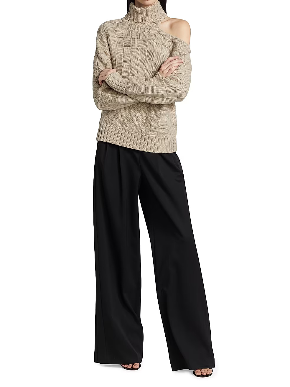 Rockey Checkered Cold-Shoulder Sweater | Saks Fifth Avenue