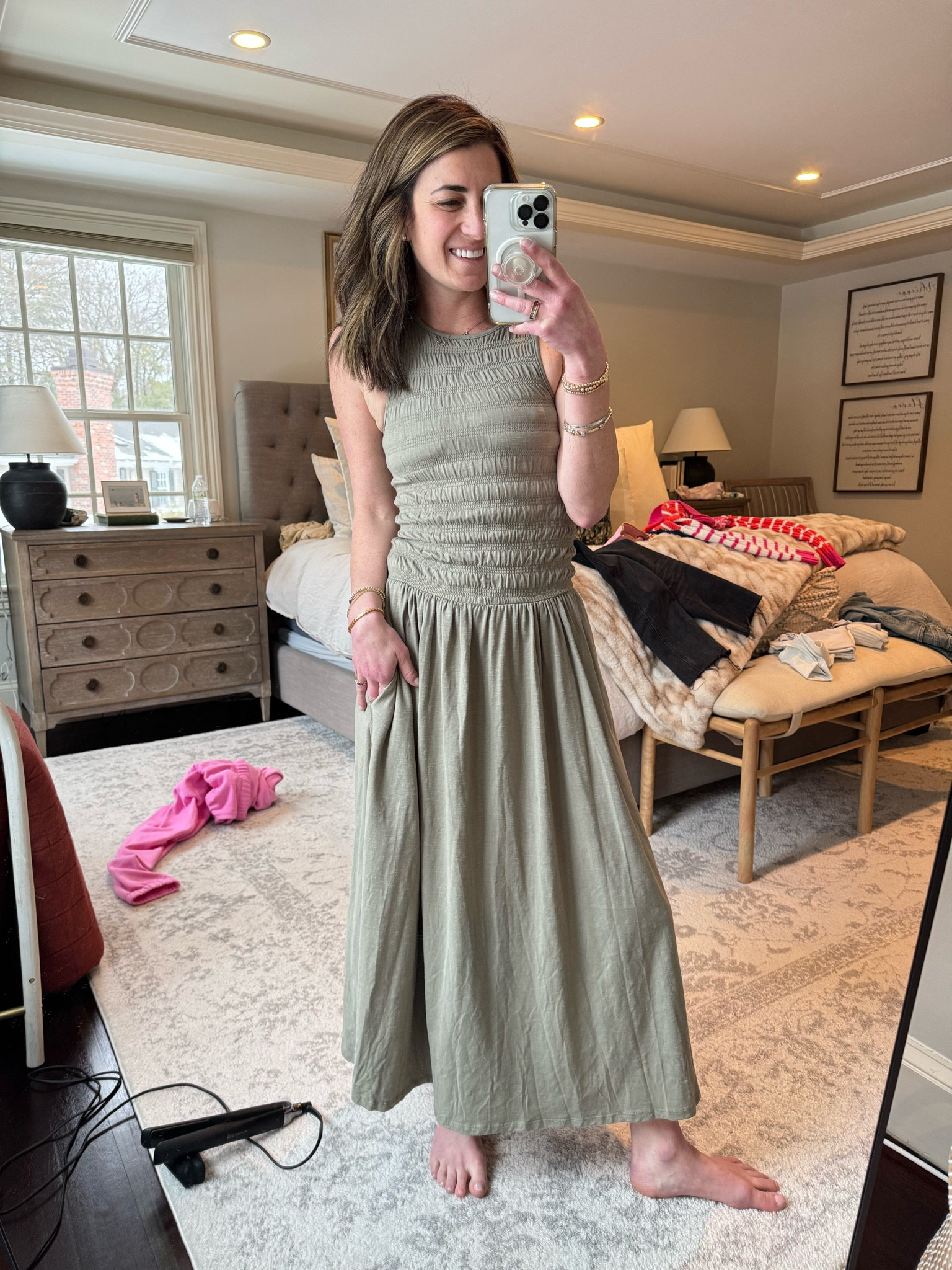 Spring midi dress ruched dropped waist 

#LTKMostLoved #LTKSpring #LTKSeasonal