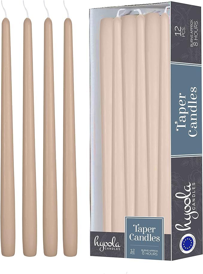 Amazon.com: 12 Pack Tall Taper Candles - 10 Inch Sahara Beige Dripless, Unscented Dinner Candle -... | Amazon (US)