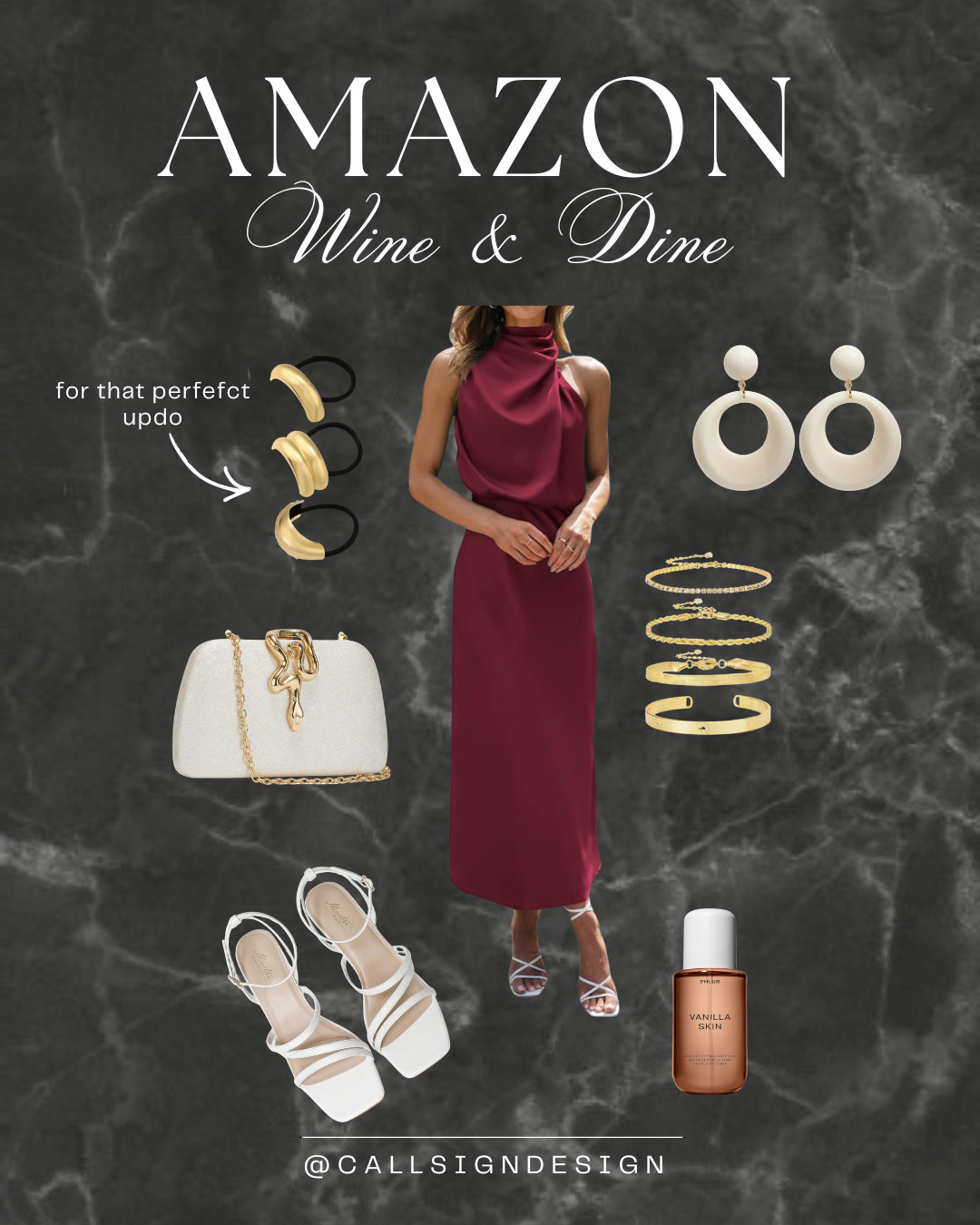 Built for an elegant evening event. White heels and accessories compliment the deep red of this mock neck dress. 

 #LTKdayinmylife #LTKgrwm #LTKootd