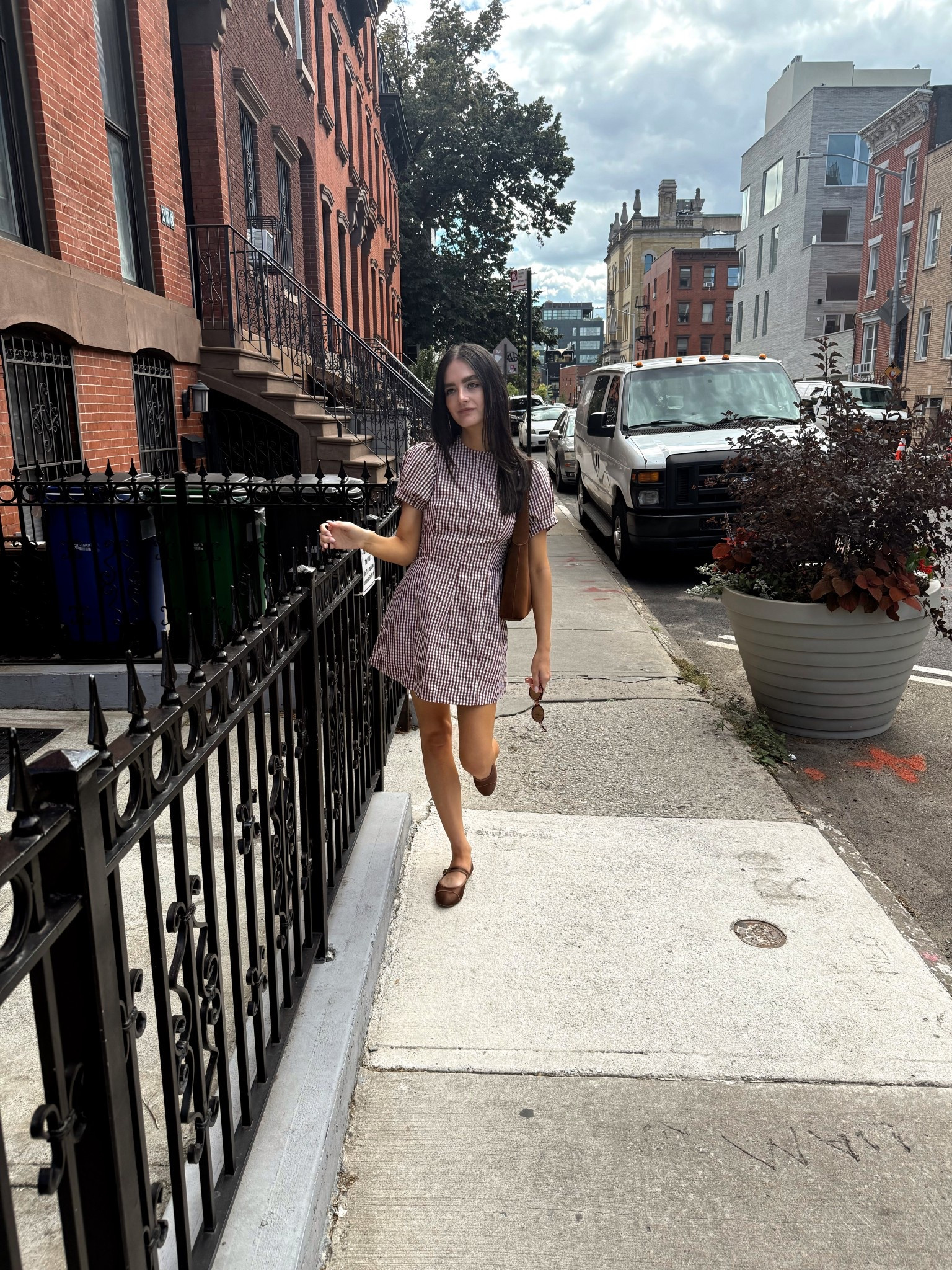 Fall gingham mini dress WeWoreWhat 