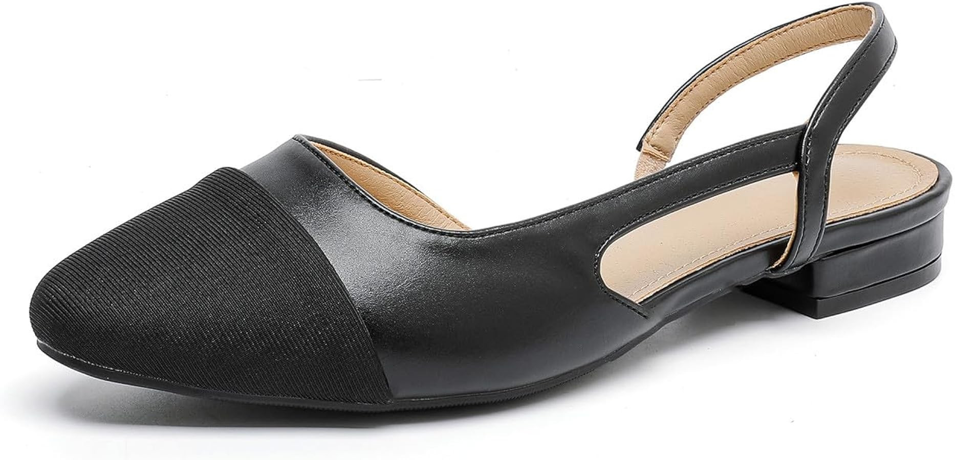 Closed Toe Heels for Women,Slingback Heels for Women,Nude Chunky Heels Round Toe Wedding Shoes fo... | Amazon (US)