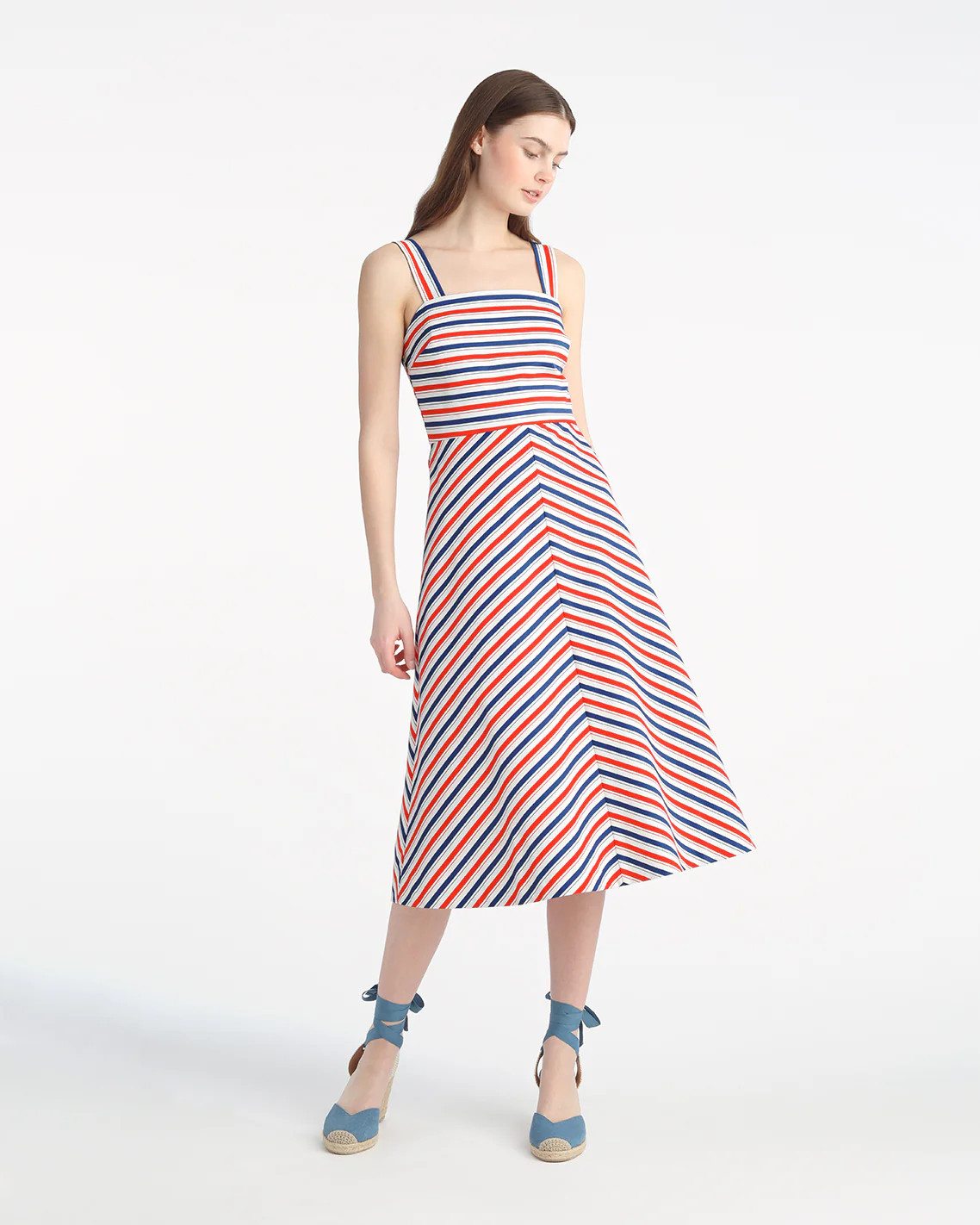 Angela Love Circle Midi Dress in Americana Stripes | Draper James (US)