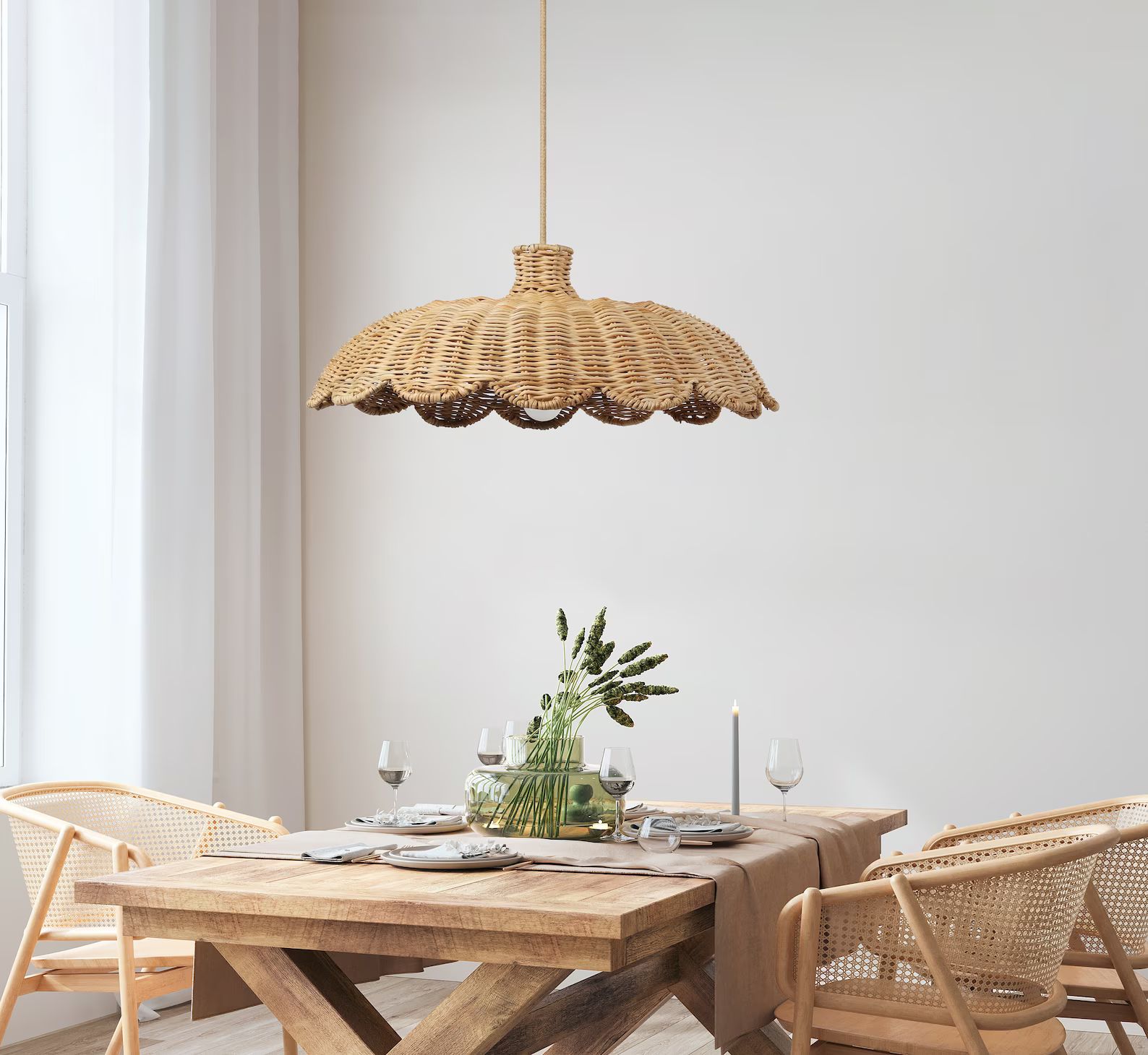 Aurelia Rattan Pandent Light - Bamboo Pendant Light, Boho Lamp, Rattan Furniture, Patio Pendant L... | Etsy (US)