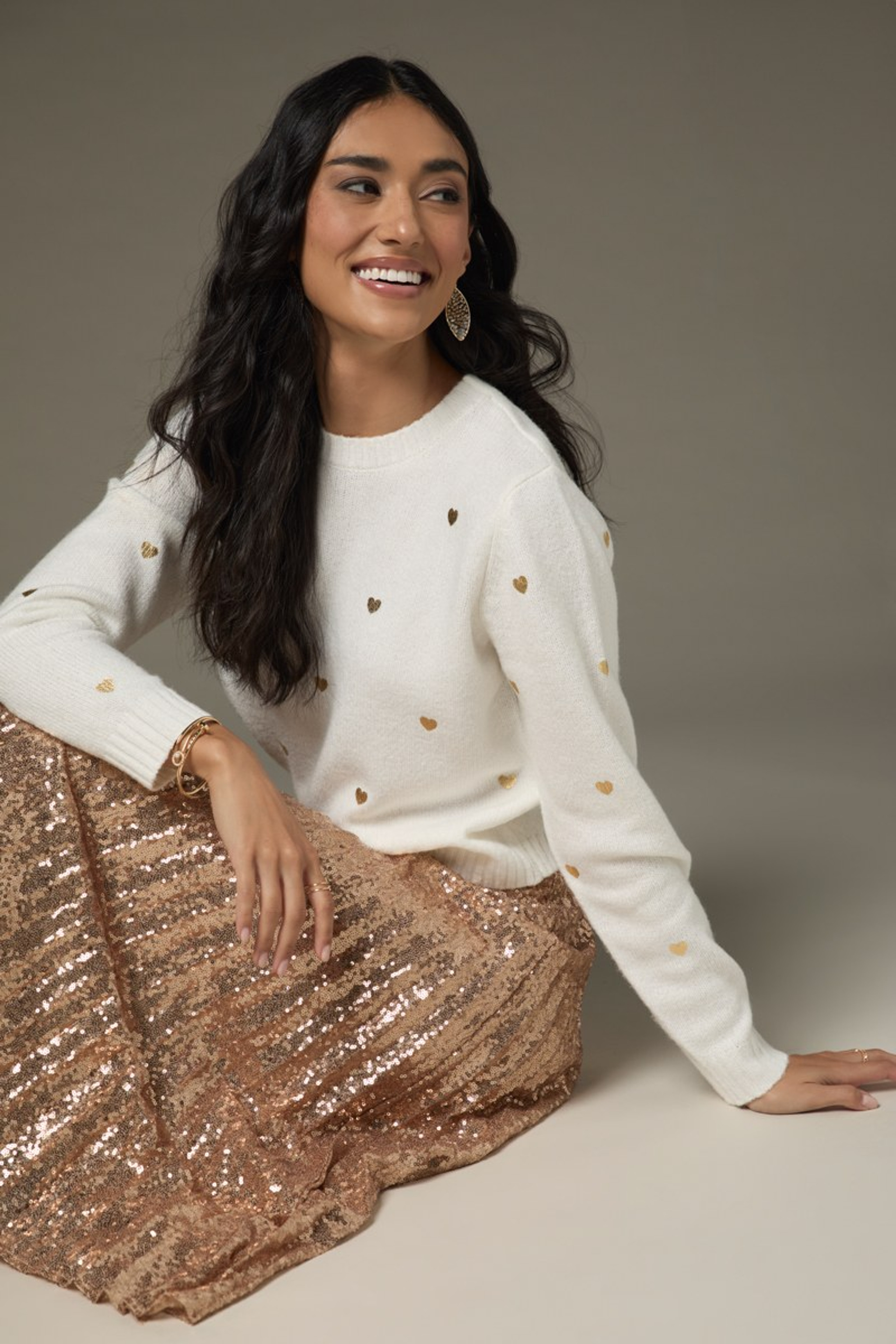 Jennifer Gold Heart Embellished Pullover Sweater | Francesca's