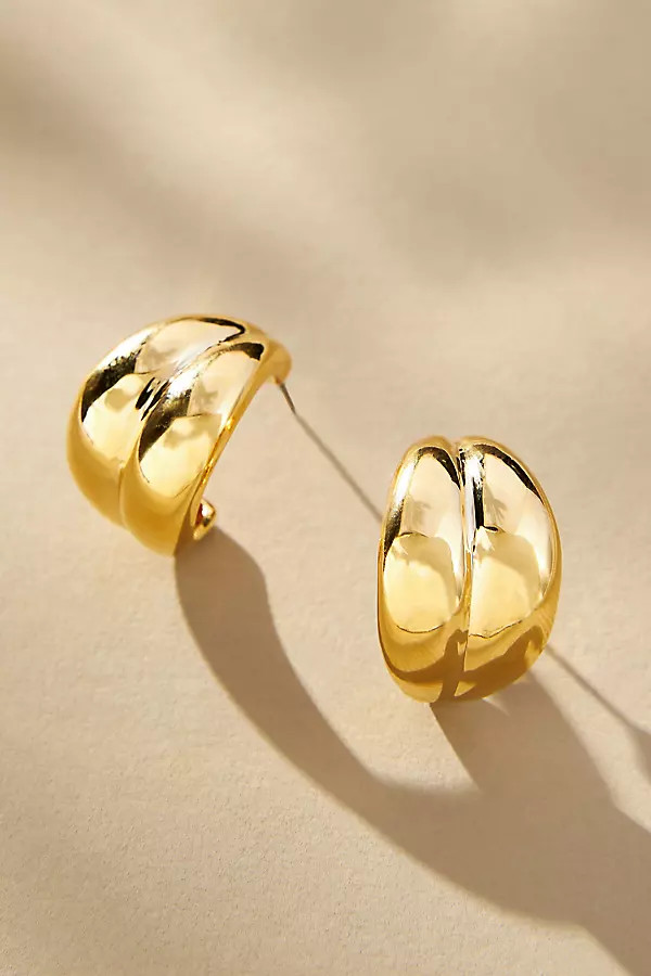 Wide Ribbed Huggie Earrings | Anthropologie (US)
