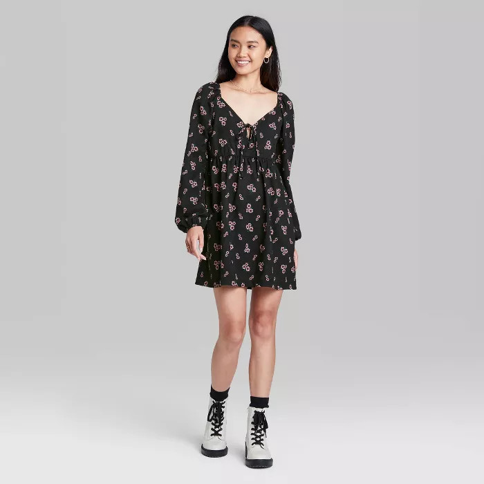 Women's Long Sleeve Tie-Front Muse Dress - Wild Fable™ | Target
