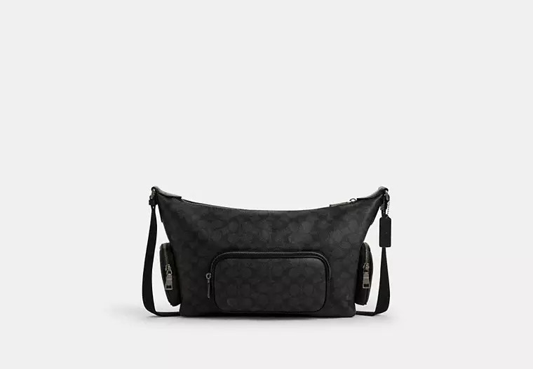 Coach Outlet Finn Crossbody Bag With Pockets In Signature Canvas - Black, Size: Medium | Coach Outlet US