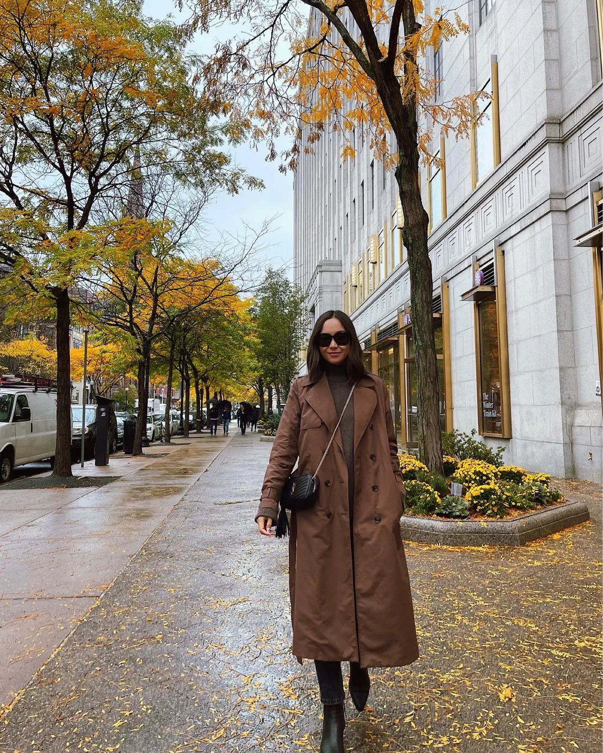 brown trench coat outfits