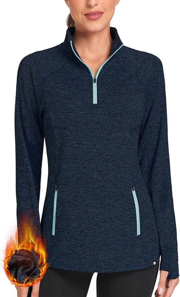 Soneven Women's Thermal Fleece Running Shirts Warm Winter Pullover Cold Weather Workout Hiking To... | Amazon (US)