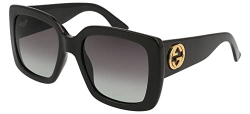 Gucci Square Sunglasses GG0141SN 001 Black/Gold 53mm 0141 | Amazon (US)