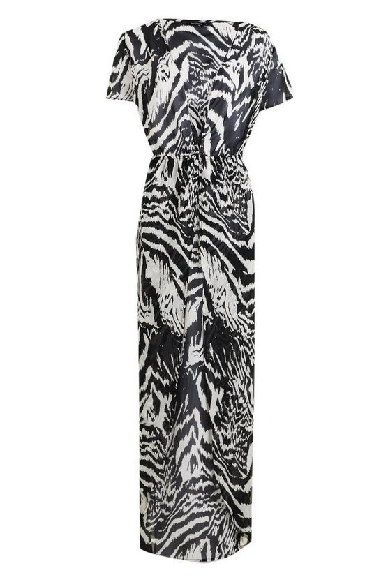 Monochrome Zebra Print Maxi Beach Kaftan | Boohoo.com (US & CA)