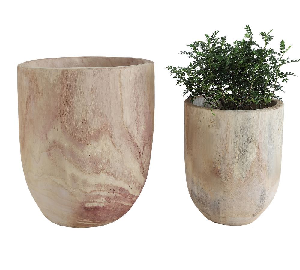 Bree Paulownia Wooden Planters, Set of 2 | Pottery Barn (US)