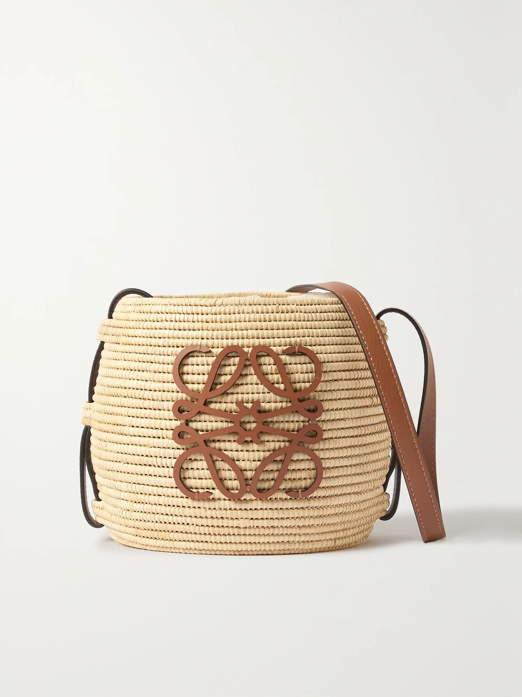 + Paula's Ibiza Beehive leather-trimmed raffia shoulder bag | NET-A-PORTER (US)