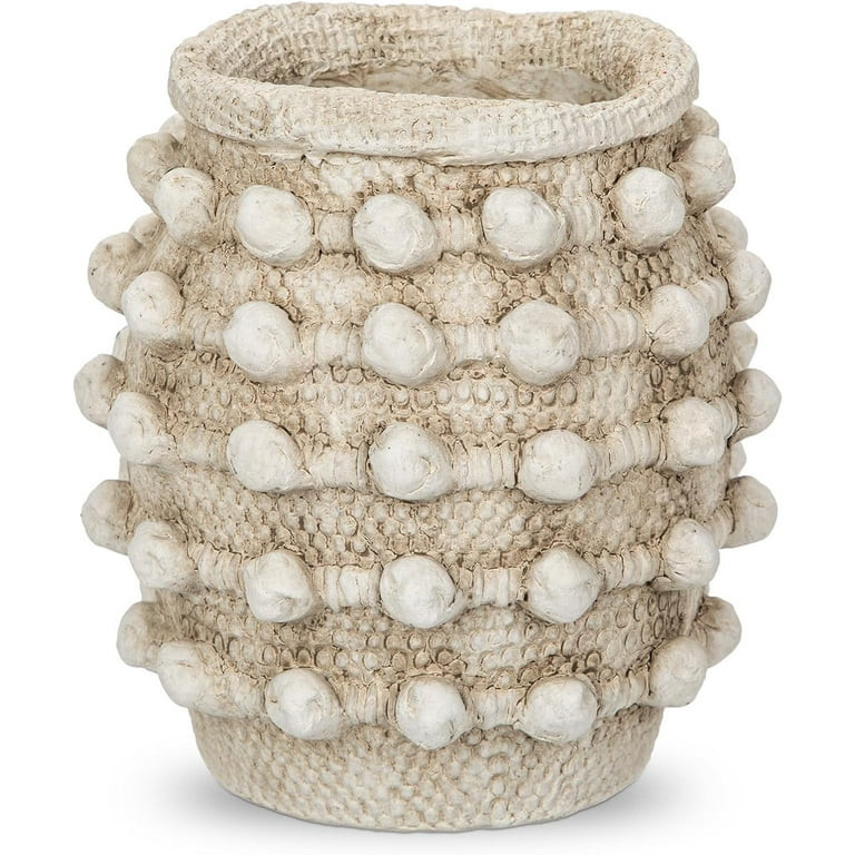 Rustic Farmhouse Vase, Boho Beige Vase for Pampas Grass Small Textured Knotted Vase for Flowers D... | Walmart (US)