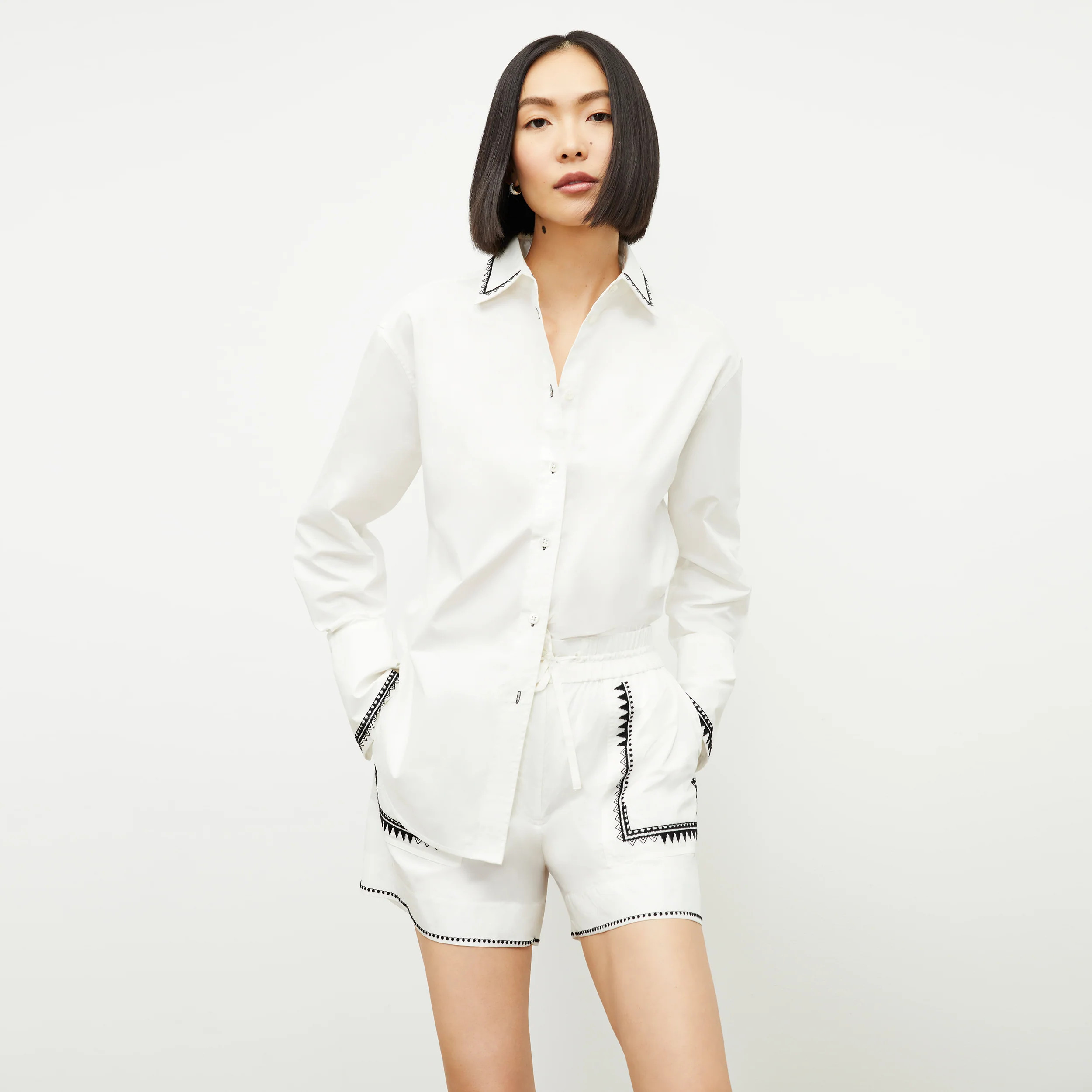 The Mila Button-Down - Poplin Embroidery | MM LaFleur