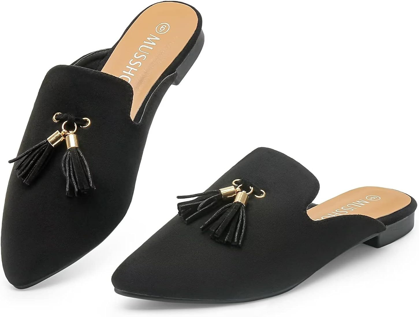MUSSHOE Mules for Women Slip On Comfortable Pointed Toe Womens Loafers Women's Flats for Women's ... | Amazon (US)
