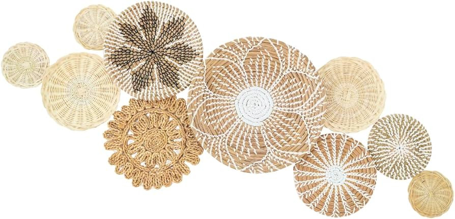 Wall Basket Decor Boho Set of 10 - Handcrafted Seagrass Hanging Woven Wall Baskets for Farmhouse,... | Amazon (US)