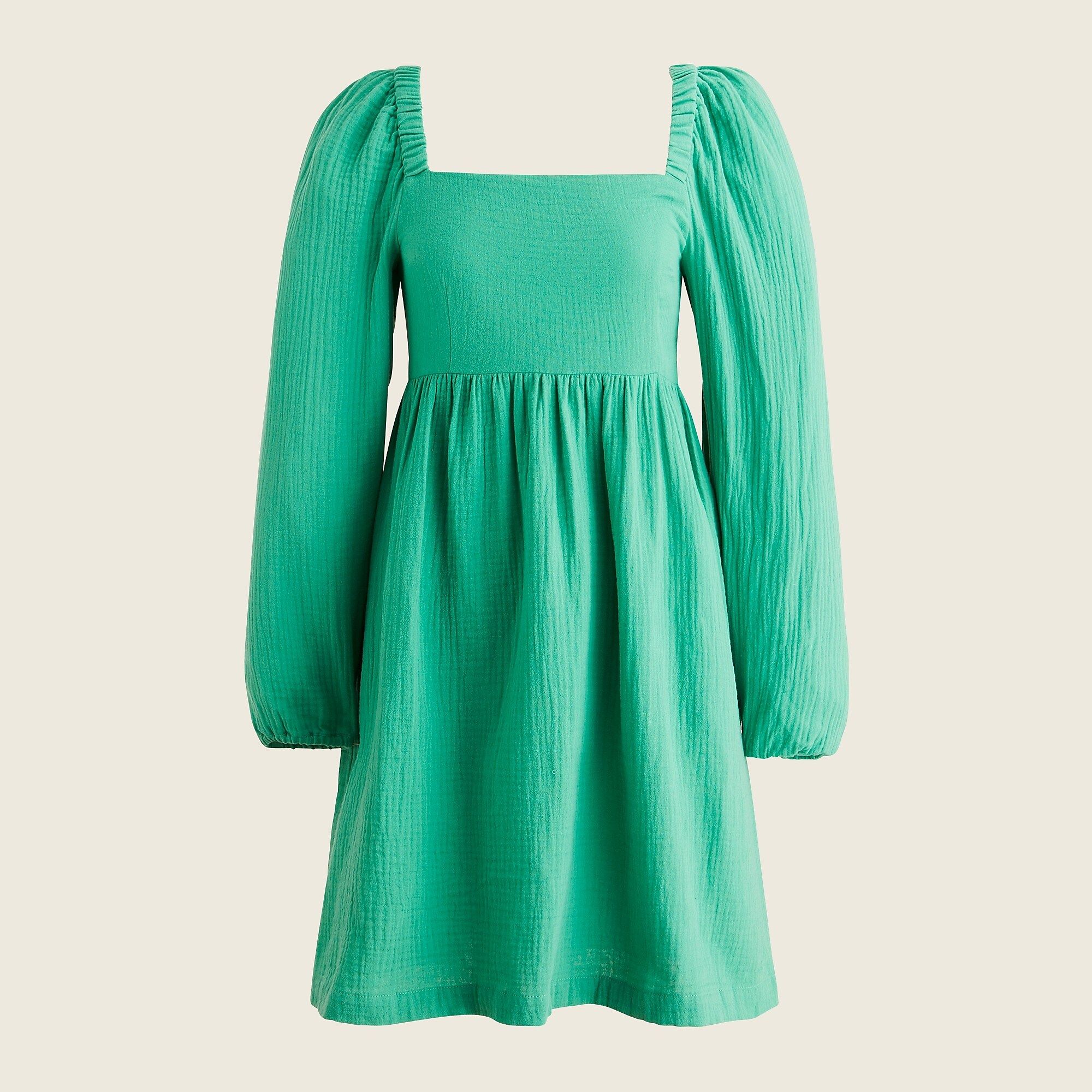 Squareneck soft-crinkle gauze dress | J.Crew US