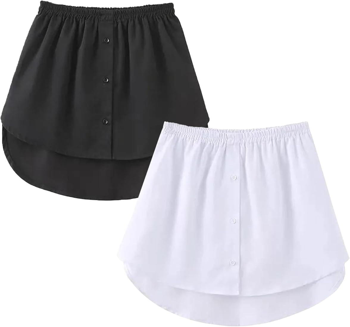 OBBUE Women's 2 Pcs Mini Adjustable Shirt Extender Removable Layering Half Length Underskirt with... | Amazon (US)