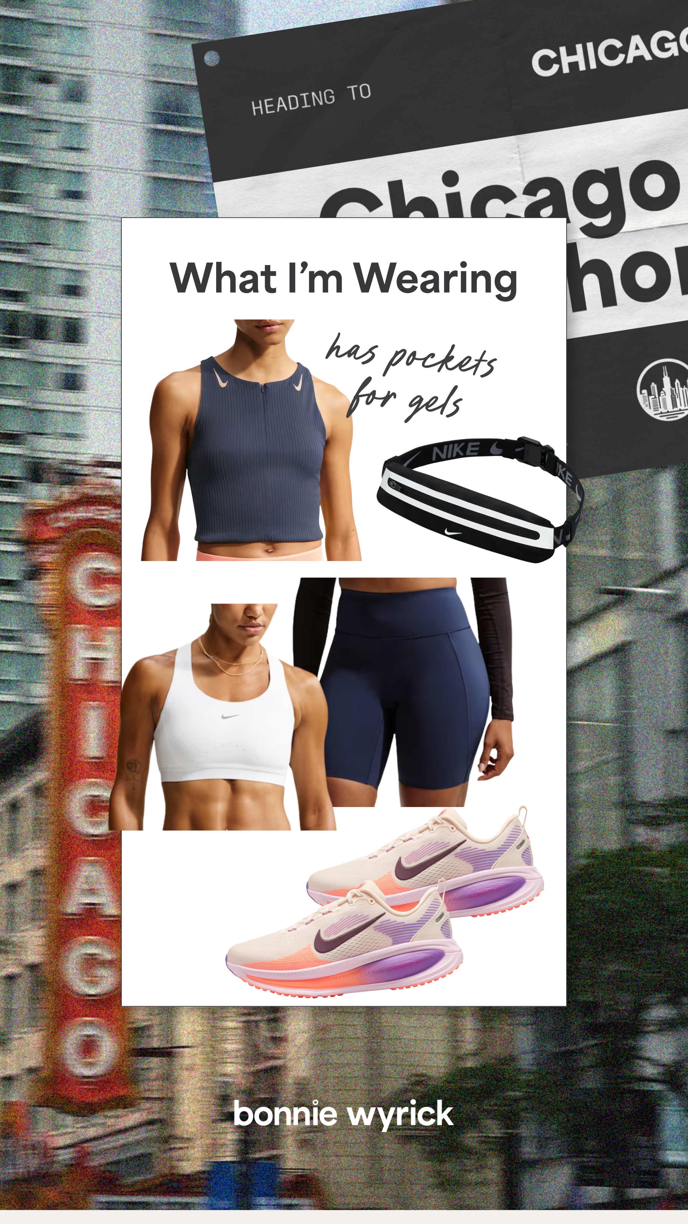
What I wore for the Chicago marathon - Sunday marathon! marathon ootd, nike vest, nike bra, running shorts, nike sneakers 

 #LTKSeasonal #LTKMidsize