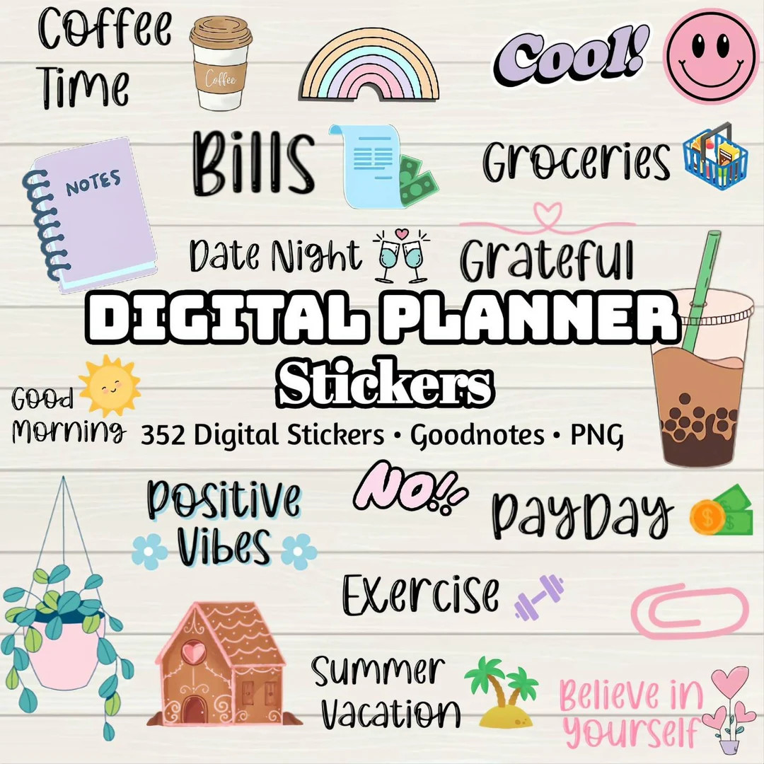 Digital Planner Digital Stickers 350 Stickers, Goodnotes File, Pre-cropped Individuals, Pngs Digi... | Etsy (US)