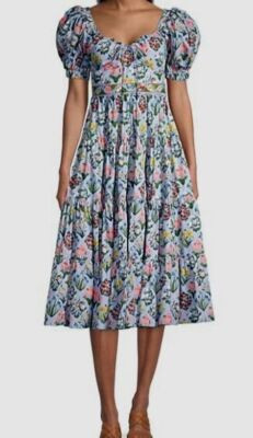 $621 Agua By Agua Bendita Women's Blue Palmera Magdalena MIDI Dress Size XS | eBay US