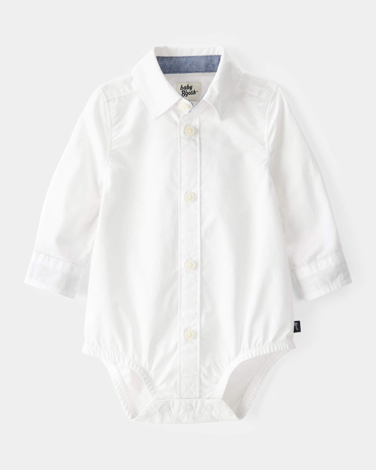 Baby Boy Long-Sleeve Button-Down Bodysuit - White | Carter's Inc