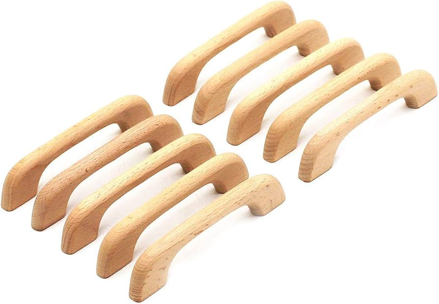 WEICHUAN 10PCS Wood Unfinished Drawer Knobs Pulls Handles - Kitchen Cabinets Furniture Dresser Wa... | Amazon (US)